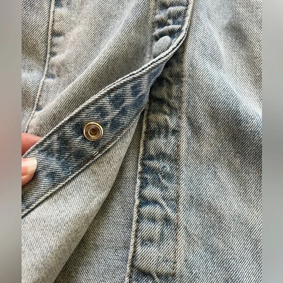 Free People Mia Long Puff Sleeved Light Wash Denim Mini Dress - Size Small - Picture 6 of 10